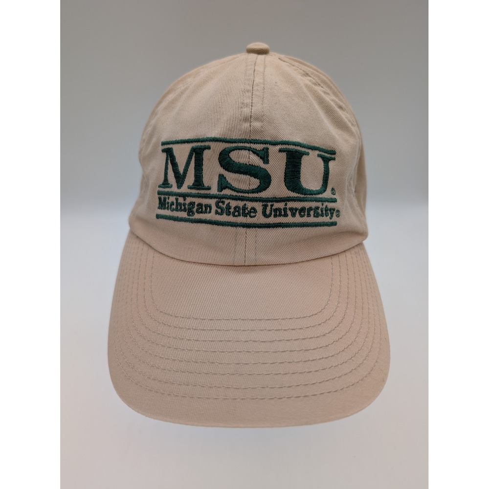 Vintage 1995 Michigan State University MSU The Game Khaki Snapback Dad Hat Cap